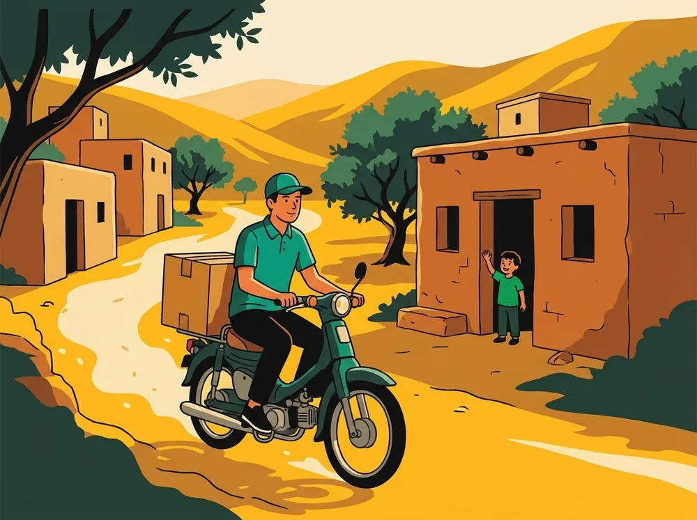 موزّع على دراجة نارية في دوار